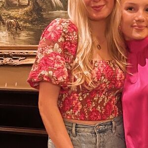 forever 21 floral puffy sleeve blouse